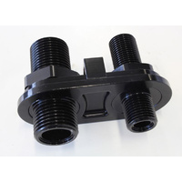 Aeroflow BLACK A/C BULKHEAD 2 PORT 1 X -10 / 1 X -6 SCREW ON