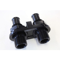 Aeroflow BLACK A/C BULKHEAD 2 PORT 2 X -10 / 2 X 5/8'' BARB PUSHON