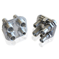 Aeroflow BILLET A/C BULKHEAD 4 PORT 3 X -10 / 1 X -6 THREADED PORT