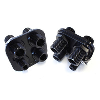 Aeroflow BLACK A/C BULKHEAD 4 PORT 3 X -10 / 1 X -6 THREADED PORT