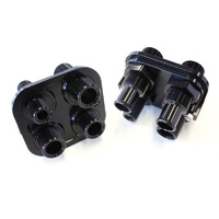 Aeroflow BLACK A/C BULKHEAD 4 PORT 3X -10 / 1X -6 REAR 2X -5/8