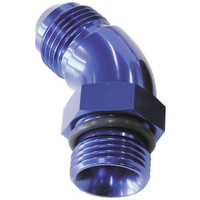 Aeroflow 45 DEG -6ORB TO -6AN COMPLETE WITH JAM NUT AND O-RING BLUE