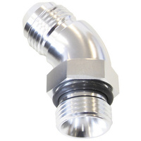 Aeroflow 45 DEG -10ORB TO -12AN COMPLETWITH JAM NUT AND O-RING SILVER
