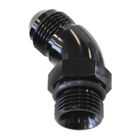 Aeroflow 45 DEG -16ORB TO -16AN COMPLETWITH JAM NUT AND O-RING BLACK