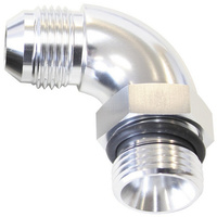Aeroflow 90 DEG -10ORB TO -10AN COMPLETWITH JAM NUT AND O-RING SILVER