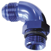 Aeroflow 90 DEG -20ORB TO -20AN COMPLETWITH JAM NUT AND O-RING BLUE