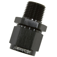 Aeroflow 1/2'' NPT TO -12AN FEMALE NUT BLACK STRAIGHT SWIVEL NUT