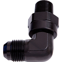 Aeroflow 90 DEG 1/4'' NPT TO -8AN BLACK MALE SWIVEL THREAD