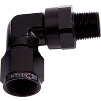 Aeroflow 90 DEG 1/8'' NPT TO -4AN BLACK FEMALE SWIVEL NUT