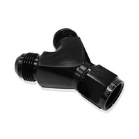 Aeroflow Y PIECE -8 SWIVEL NUT 2X -6AN BLACK
