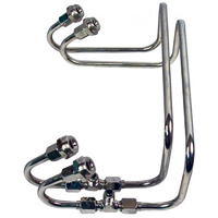 Dual Inlet S/S Fuel Line Kit - Suit 4150 Holley, Sideways Mount