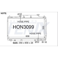 Radiator - Suits DOHC EFI (Manual) (HON3099-PA26M)