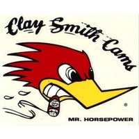 Clay Smith Cams Sticker - Small With Woodpecker logo, 2.375" (H) x 3.5" (W) R/H