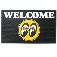 Welcome Rubber Floor Mat - Black With Yellow Moon Logo