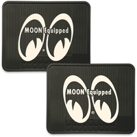 Rubber Floor Mats - Rear Black Mats With White Moon Equipped Logo