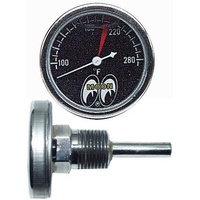 1-1/2" Water Temp Gauge 100-280° F - Black Face, Liquid Filled, Direct Mount