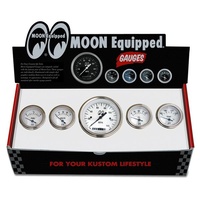 5 Gauge Set, White Face - With 3-3/8" Speedo & 4 2" Accessories Gauges