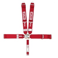 Sprint Car 5 Point Harness - Red Latch & Link, Pull Down, No Right Side Adjuster