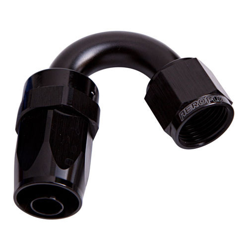 Aeroflow 100 Series Taper Hose End -08AN Female to -08AN Hose 150-Degree Black AF105-08BLK