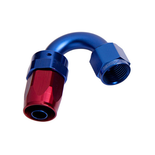Aeroflow 100 Series Taper Hose End -12AN Female to -12AN Hose 150-Degree Blue/Red AF105-12