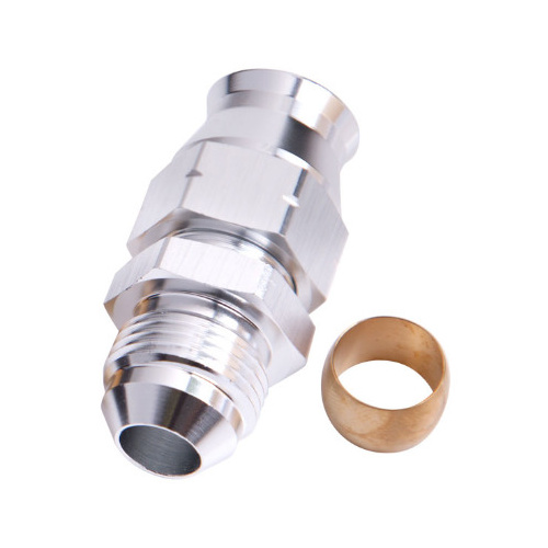 Aeroflow 5/16'' HARD LINE TO -6AN MALE ADAPTER SILVER w/ OLIVE