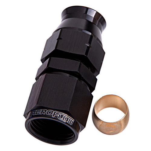 Aeroflow 3/8'' HARD LINE TO -6AN FEMALEADAPTER BLACK W/ OLIVE