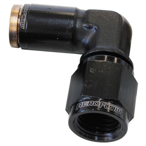 Aeroflow -3AN FEMALE 90 DEGREE TO 3/16''120 SERIES BLACK NYLON FITTING