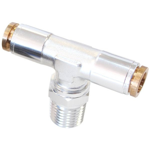 Aeroflow 1/8'' NPT TEE TO 2 X 3/16'' 120 SERIES NYLON SILVER FITTING
