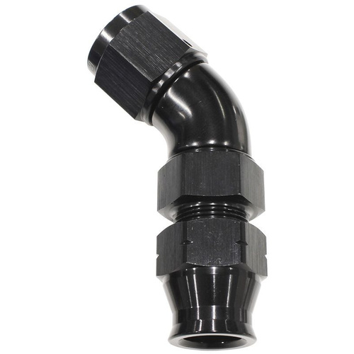 Aeroflow 3/8'' TUBE 45 DEG FEMALE -6AN BLACK SWIVEL NUT WITH OLIVE