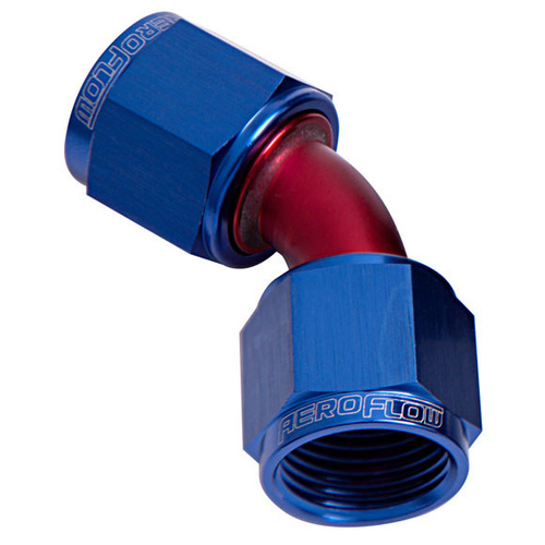 Aeroflow 45 DEG FEMALE FLARE -6AN BLUE SWIVEL UNION