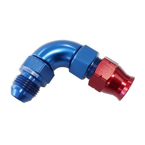 Aeroflow 1/4'' TUBE 90 deg male -4AN BLUE SWIVEL NUT WITH OLIVE