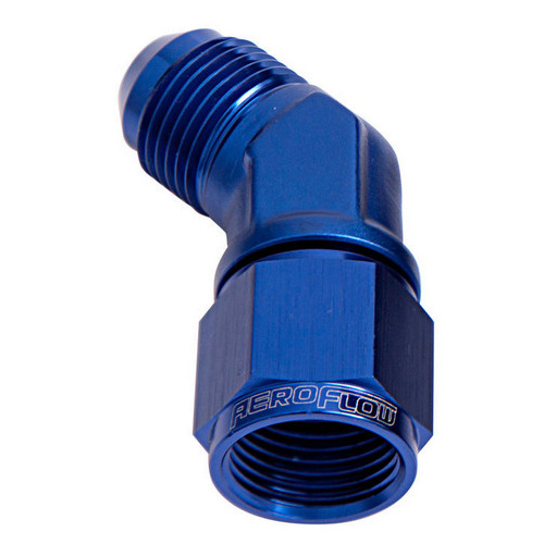 Aeroflow 45 DEG FEMALE - MALE -6AN BLUE SWIVEL NUT