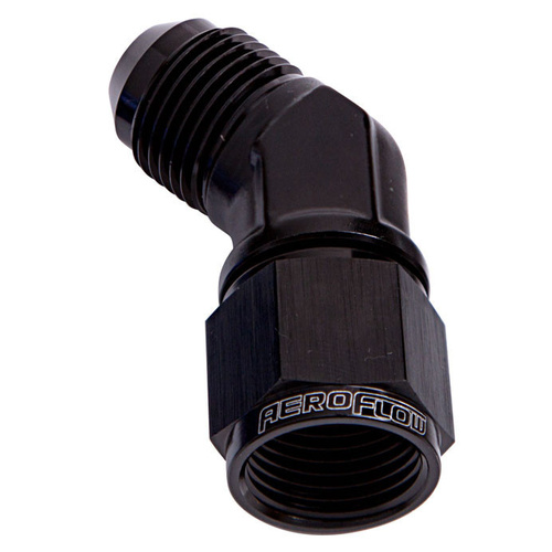 Aeroflow 45 DEG FEMALE - MALE -6AN BLACK SWIVEL NUT