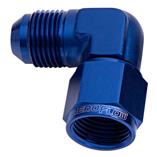 Aeroflow 90 DEG FEMALE - MALE -16AN BLUE SWIVEL NUT