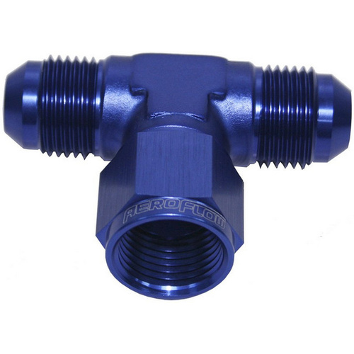 Aeroflow AN TEE -6AN FEMALE NUT BLUE SWIVEL NUT ON SIDE