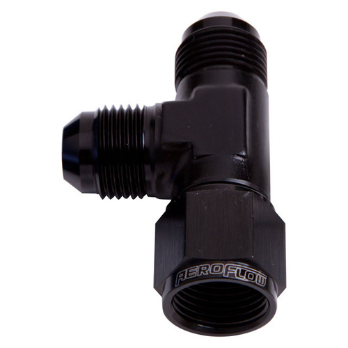 Aeroflow TEE -3AN FEMALE SWIVEL ON RUN BLACK SWIVEL NUT