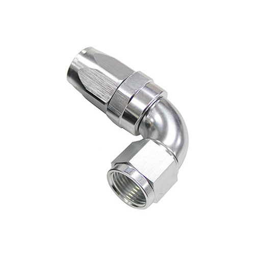 Aeroflow 90 DEG HOSE END -10AN SILVER FULL FLOW TAPER STYLE