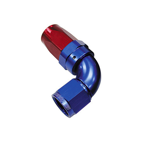 Aeroflow 150 Series Taper Full Flow Hose End -16AN Female to -16AN Hose 90-Degree Blue/Red AF153-16
