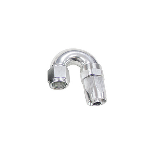 Aeroflow 180 DEG HOSE END -10AN SILVER FULL FLOW TAPER STYLE