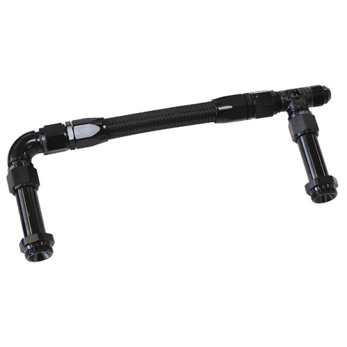 Aeroflow HOLLEY DUAL INLET RAIL -8AN BLACK SUIT 2X METERING BLOCKS