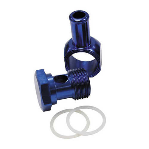 Aeroflow EDELBROCK CARB INLET BANJO BLUE 5/8-20 TO MALE 3/8 BARB