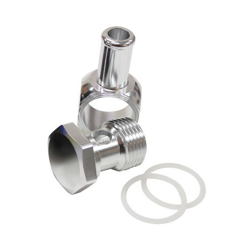Aeroflow EDELBROCK CARB INLET BANJO SILVER 5/8-20 TO MALE 3/8 BARB