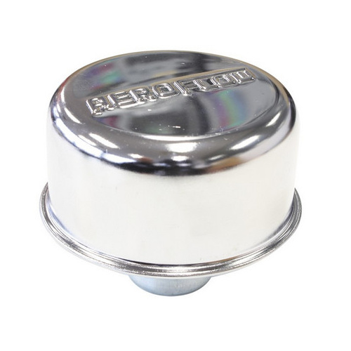 Aeroflow Chrome valve cover breather Push in style no spout w/logo