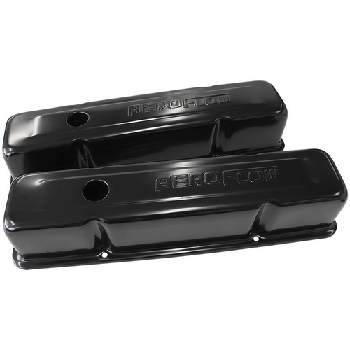 Aeroflow CHEV 283-350 SBC VALVE COVER TALL BLACK WITH AEROFLOW LOGO