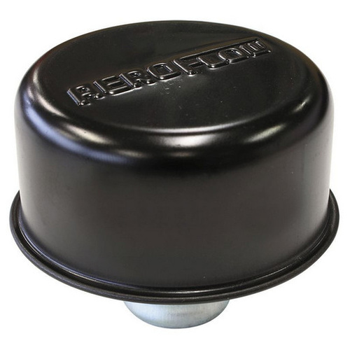 Aeroflow Black valve cover breather Push in style no spout w/logo