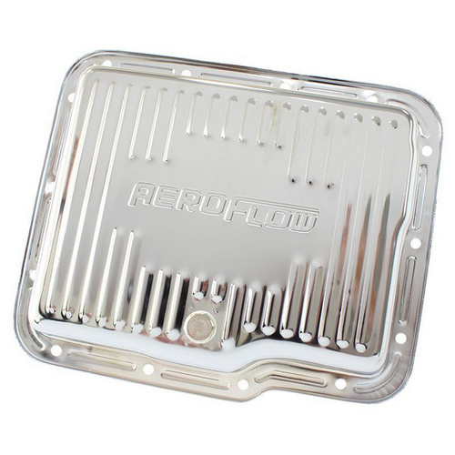 Aeroflow GM POWERGLIDE TRANSMISSION PANSTD DEPTH CHROME W/ DRAIN PLUG