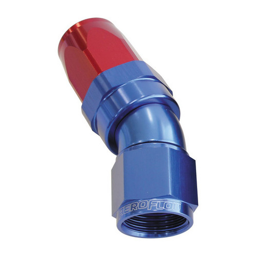 Aeroflow 150 Series Taper Full Flow Hose End -16AN Female to -16AN Hose 30-Degree Blue/Red AF197-16