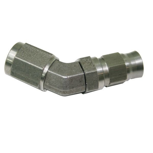 Aeroflow SS 45 DEG HOSE END -4AN B-NUT TO -3 TEFLON HOSE