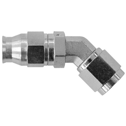 Aeroflow STEEL 45 DEG HOSE END -4AN STEEL FULL SWIVEL SUIT TEFLON