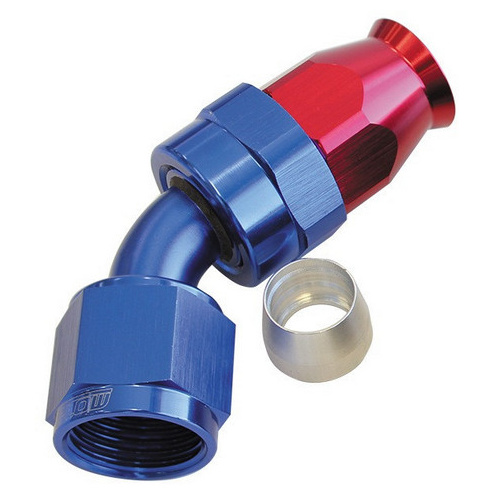 Aeroflow ALLOY 45 DEG HOSE END -20AN BLUE FULL SWIVEL SUIT TEFLON
